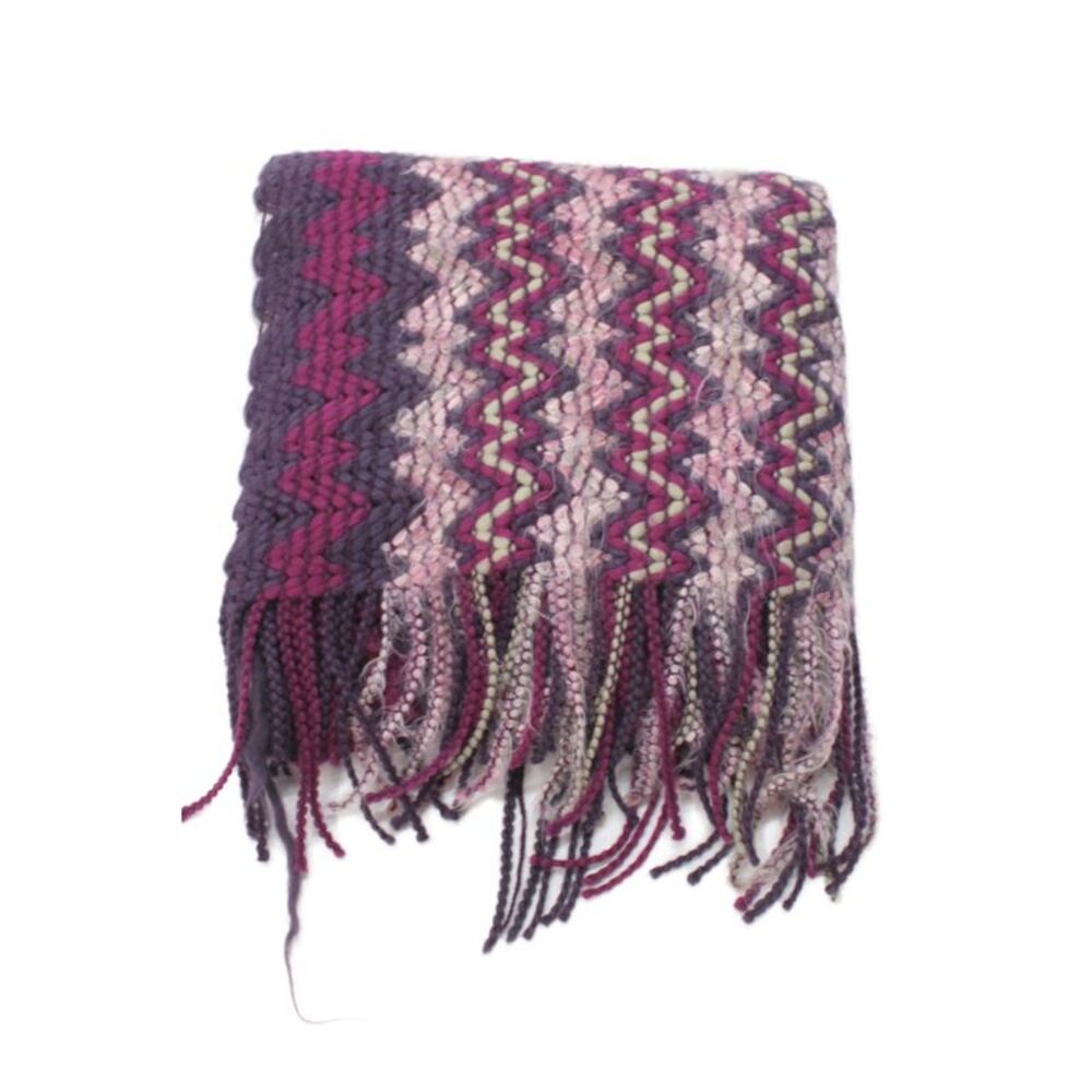 Missoni Womens Knit Chevron Print Neck Scarf Purple Size 40X17"